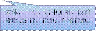 宋体，二号，居中加粗，段前段后0.5行，行距：单倍行距。